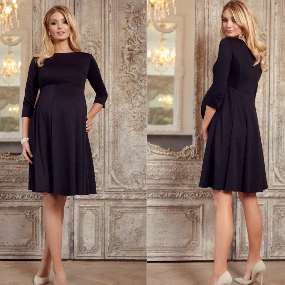 NWT Tiffany Rose Sienna Ponte Roma Maternity Dress Midi Black 14/16